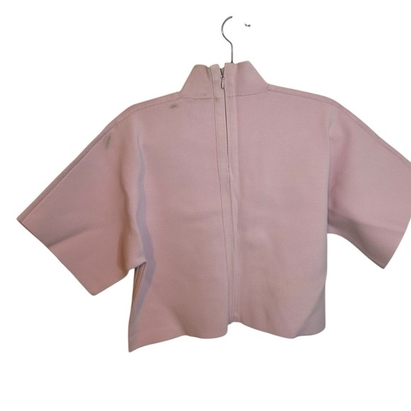Herve Leger Paris Baby Pink Turtleneck Cropped Top - Picture 2 of 9